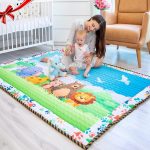 Moiré Baby 3D Paper Craft Animal Learning Baby Play Mat Extra Large 76 in. x 58 Padded ABC Crawling Carpet for Babies 3D Paper Craft Animal
